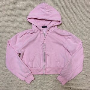 ✰ cropped pink crystal brandy melville hoodie ✰